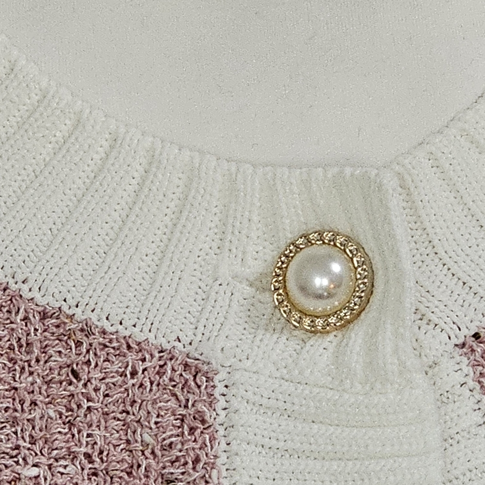 Pink Pearl Button Cardigan Coquette Preppy Old Money Knit Sweater - Picture 8 of 12